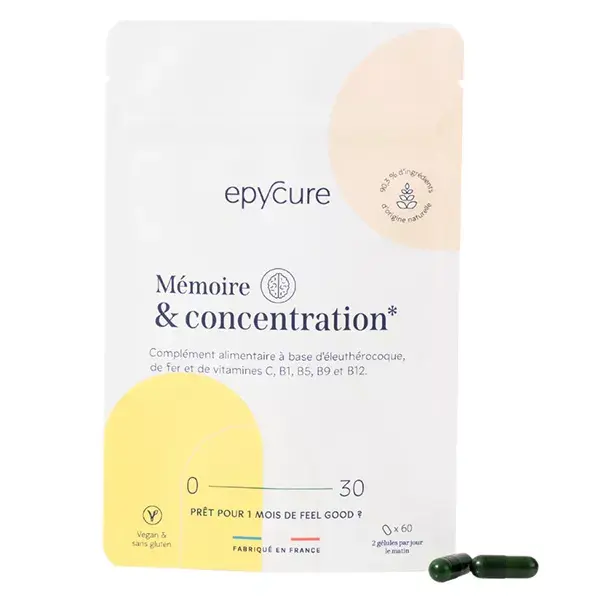 Epycure Vitalité & Immunité Cure Mémoire & Concentration Booste les Performances 60 gélules