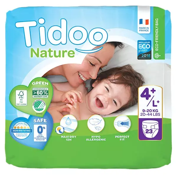 Tidoo Nature Couche Écologique Taille 4+ Maxi+ 23 couches