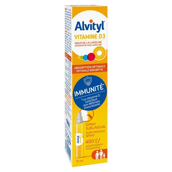 Alvityl Vitamine D3 Spray sublingual absorption optimale dès 3 ans 10mL