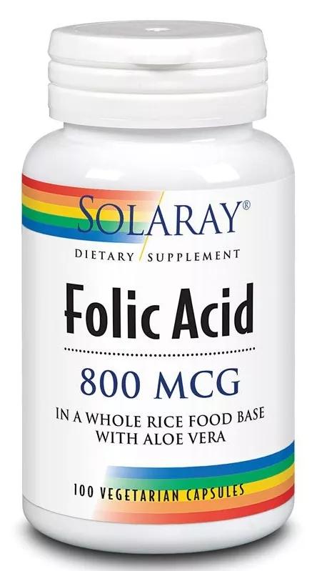 Acide Folique 800mcg Solaray 100 Gélules Végétales