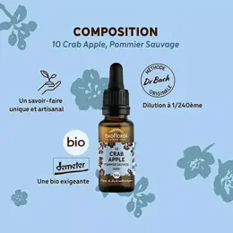 Biofloral Fleur De Bach 10 Crab Apple Pommier Sauvage Compte Gouttes Bio 20 ml