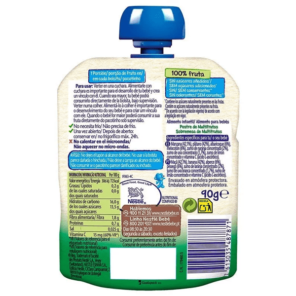 Nestle Naturnes Multifruit Fruitzak 90 gr