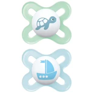 Mam Chupeta Start Silicone 0-2m Azul e Verde 2 unidades