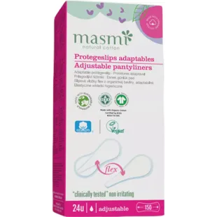 Masmi Protetores de calcinha adaptáveis Flex algodão orgânico 24 unidades
