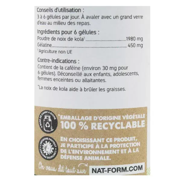 Nat & Form Original Noix de Kola 200 gélules