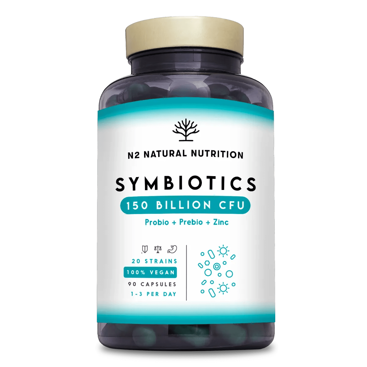 N2 Natural Nutrition Probiotico Symbiotics Integratore Per il Transito Intestinale 90 Capsule 