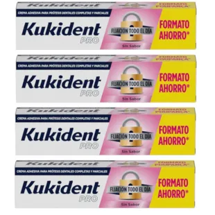 Kukident Pro Fijación Todo el Día Sin Sabor 4x70 gr PACK AHORRO