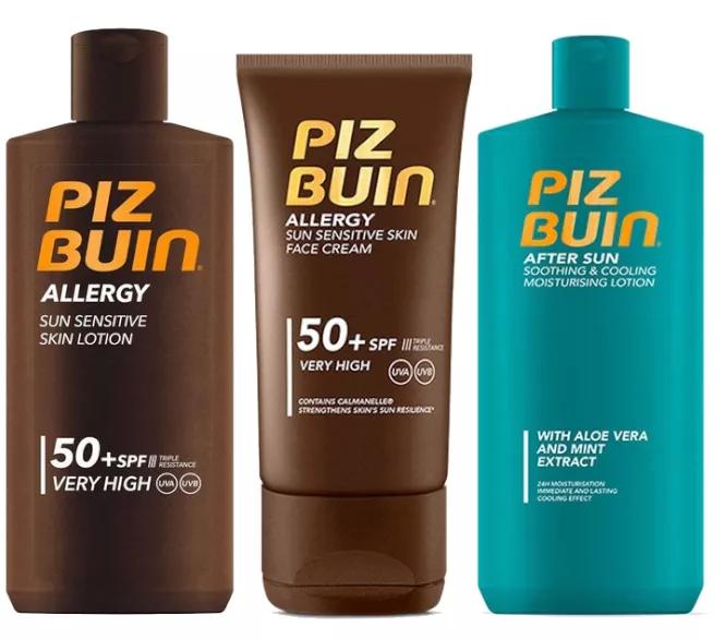 Piz Buin Lozione Allergy SPF50 200 ml + Crema Viso SPF50 40 ml + Doposole 200 ml