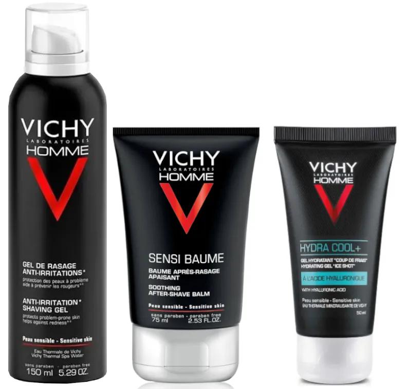 Vichy Homme Gel à Raser + Gel Hydratant + Après Rasage