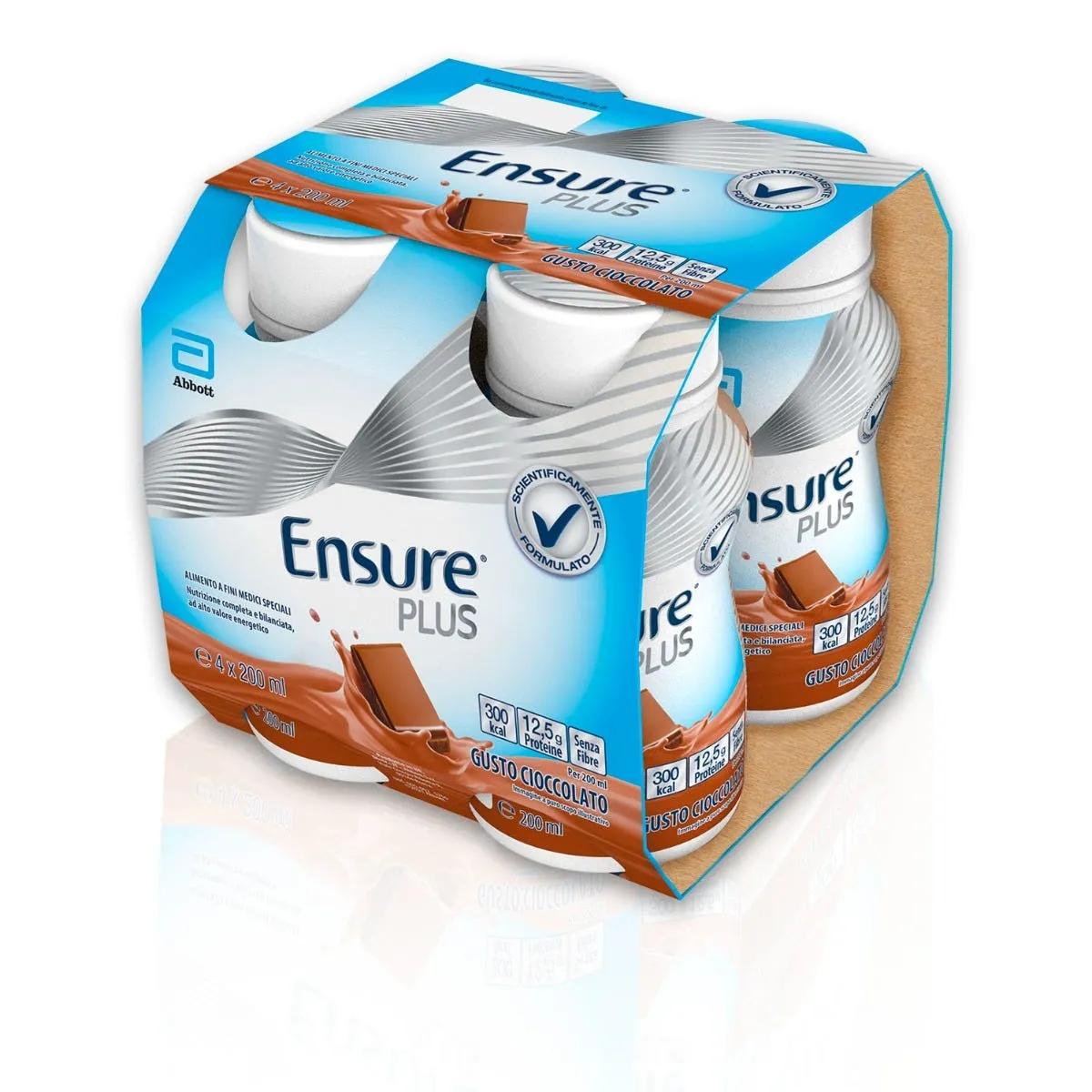 Ensure Plus Alimento a Fini Medici Speciali Ipercalorico Cioccolato 4x200ml