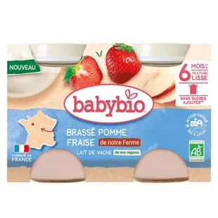 Babybio Preparato con Latte di Mucca Francese - Mela e Fragola dalle nostre Fattorie - 2x130g