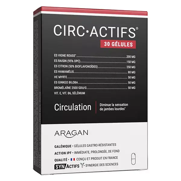 Aragan - Synactifs - Circactifs® - Circulation - Vigne Rouge - 30 gélules