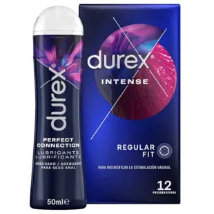 Durex Pack Intense Préservatifs 12 unités + Lubrifiant Perfect Connection 50 ml