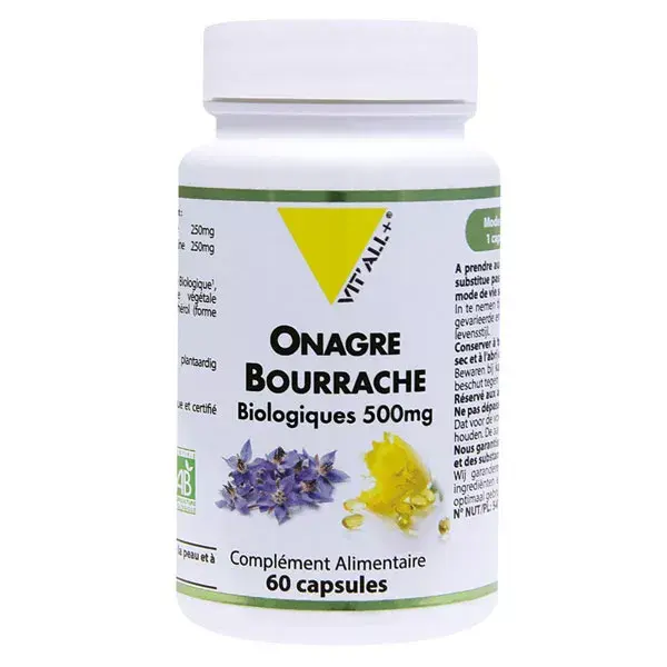 Vit'all+ Onagre Bourrache 500mg Bio 60 capsules