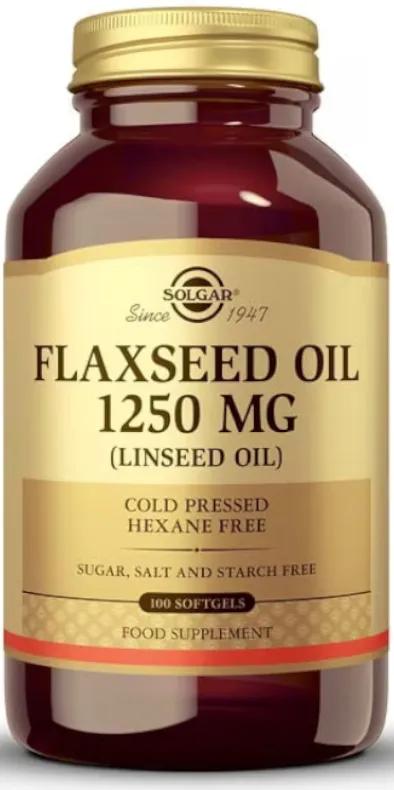 Huile de lin Solgar 1250 mg, 100 gélules
