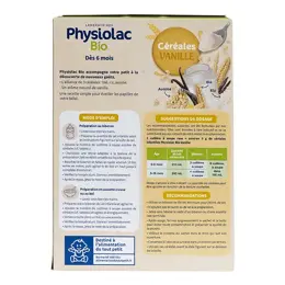 Physiolac Bio Céréales Vanille +6m 200g