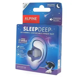 Alpine Sleep Deep Bouchons d'Oreilles Nuit Atténuation Très Forte  Forme Ovale