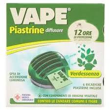 Vape Elettroemanatore Per Piastrine + 6  Piastrine Per Zanzare Verdessenza