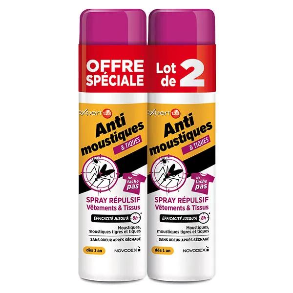 Nutreov Expert 123 Anti-moustiques et Tiques spray répulsif Vêtements et Tissus 100 ml - Duo - Promotion