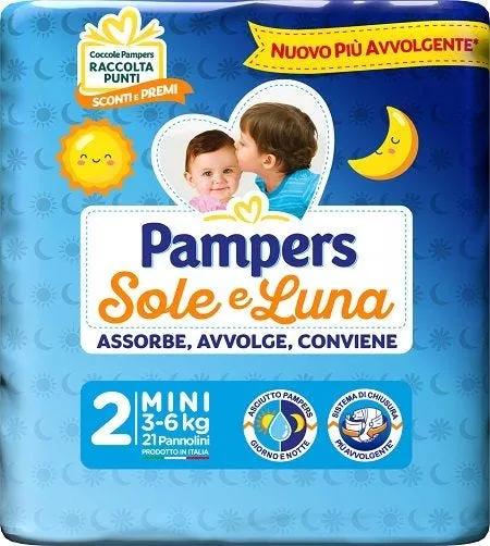 Pampers Sole & Luna Mini Taglia 2 (3-6 Kg) 21 Pannolini