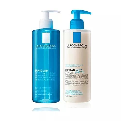 Pack Gel Moussant Nettoyant Purifiant Effaclar La Roche-Posay 400 ml + Lipikar Syndet AP+ 400 ml