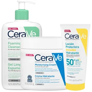 CeraVe Foaming Cleansing Gel 473 ml + Moisturizing Cream 454 gr + SPF50+ Lotion 75 ml