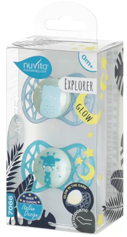 Nuvita Reflektierende Schnuller Anatomische Brustwarze +0m Blau 2 Einheiten