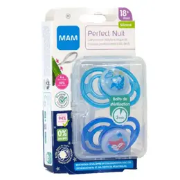 MAM Perfect Sucette Anatomique Nuit +18m Renard Hibou Lot de 2 + Boîte de Stérilisation