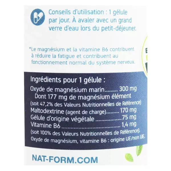 Nat & Form Original Magnésium Vitamine B6 40 gélules
