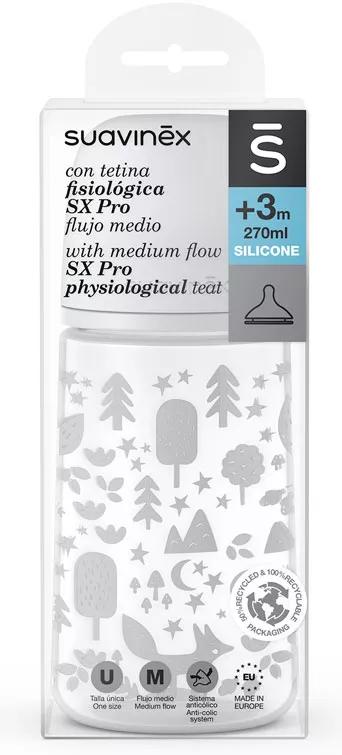Suavinex Biberón SX Pro Flujo Medio Fox Gris 270 ml