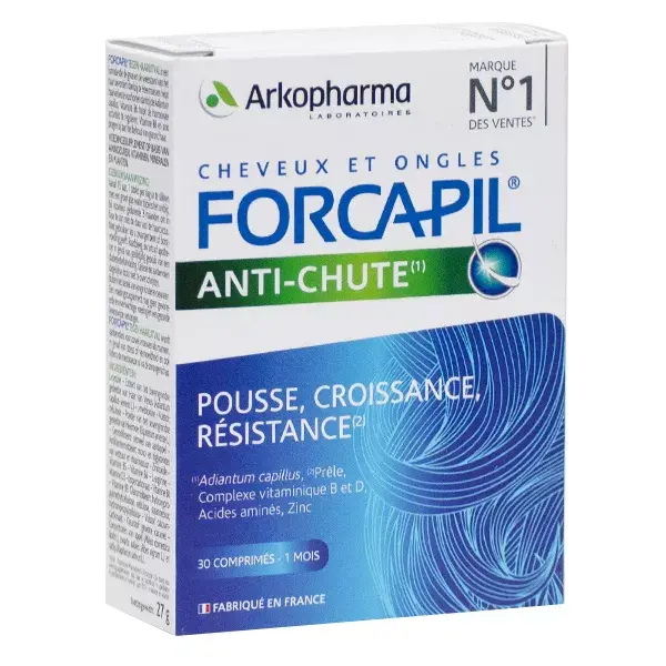 Arkopharma Forcapil Anti-Chute Cheveux Zinc Vitamine B 30 comprimés