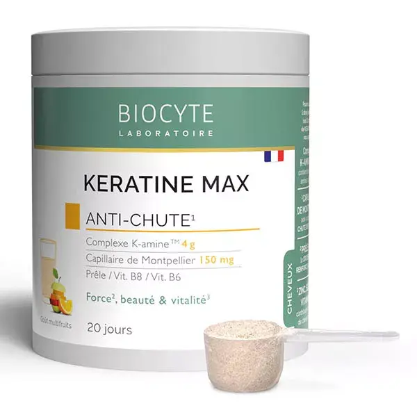 Biocyte Kératine Max Poudre à Diluer  Anti-Chute Cheveux Prêle, Biotine 20 jours