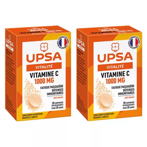 UPSA Lot Promo Vitamine C 1000mg 2 x 20 comprimés effervescents