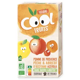 Vitabio Cool Fruits Pomme, Pêche et Abricot 12x90 gr