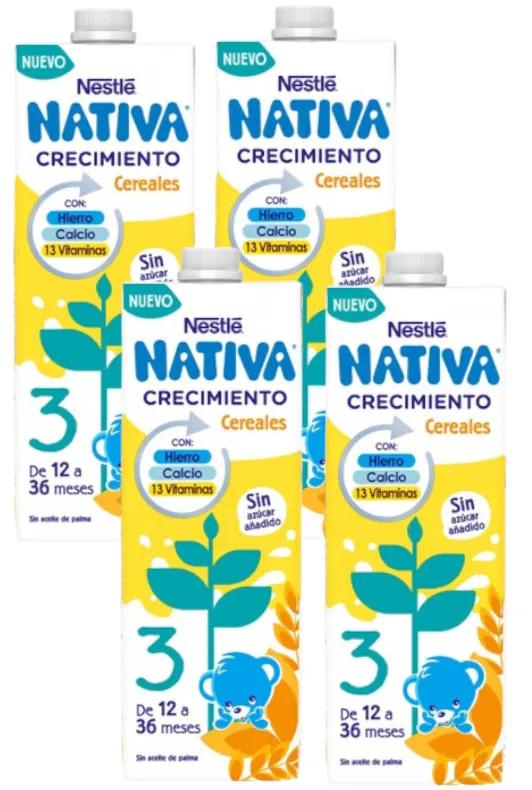 Native Growth Milk 3 Cereals 4x1 L