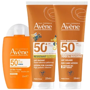 Avène Ultra Fluid Invisible SPF50 50 ml + Milk 250 ml + Children&#39;s Milk 250 ml