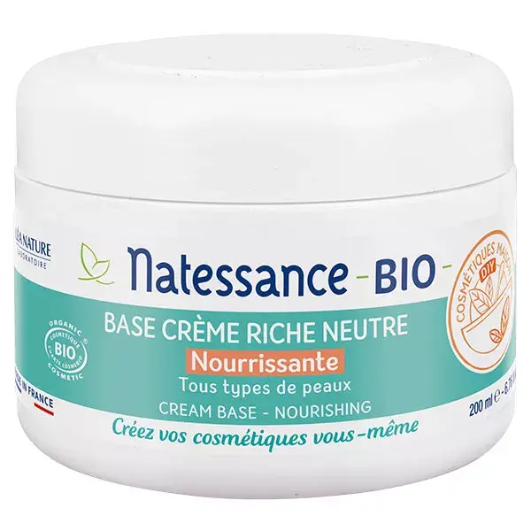 Natessance DIY Base Crème Riche Neutre Nourrissante Bio 200ml