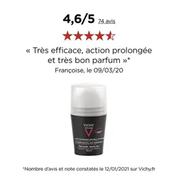 Vichy Homme Déodorant Anti-Transpirant Contrôle Extrême 72h Roll-On 50ml