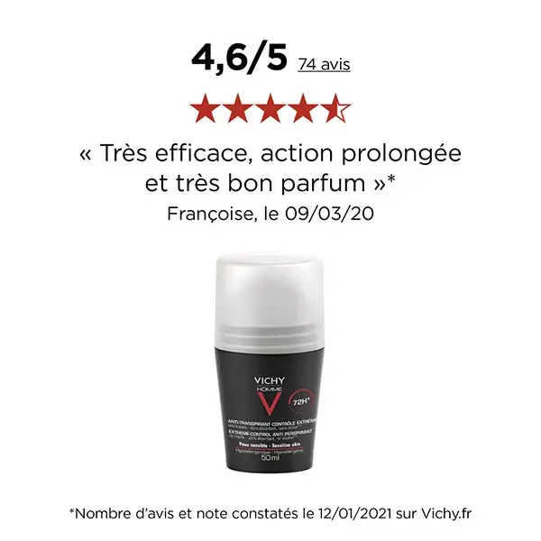 Vichy Homme Desodorante Antitranspirante en Bola 72h 50 ml