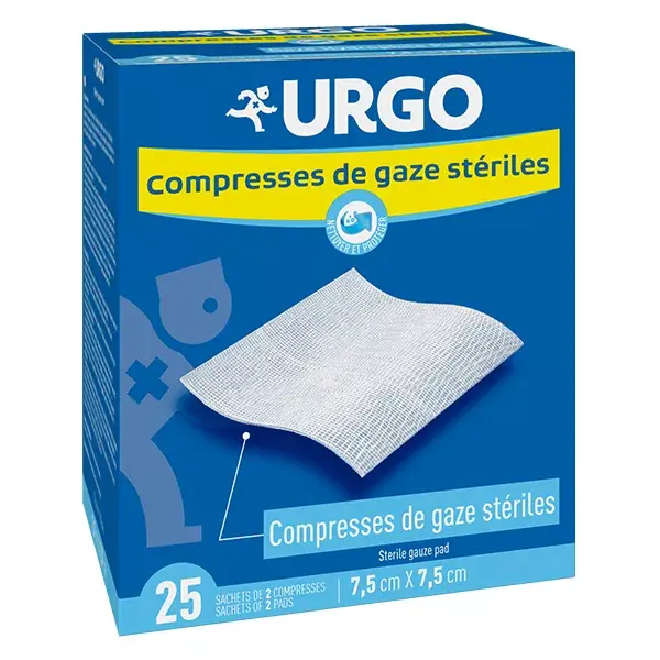Urgo Soins Infirmiers Compresse de Gaze Stérile 7,5 x 7,5cm 25 sachets
