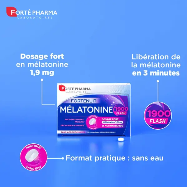 Forté Pharma Mélatonine 1900 Flash Sommeil Endormissement facilité 30 comprimés