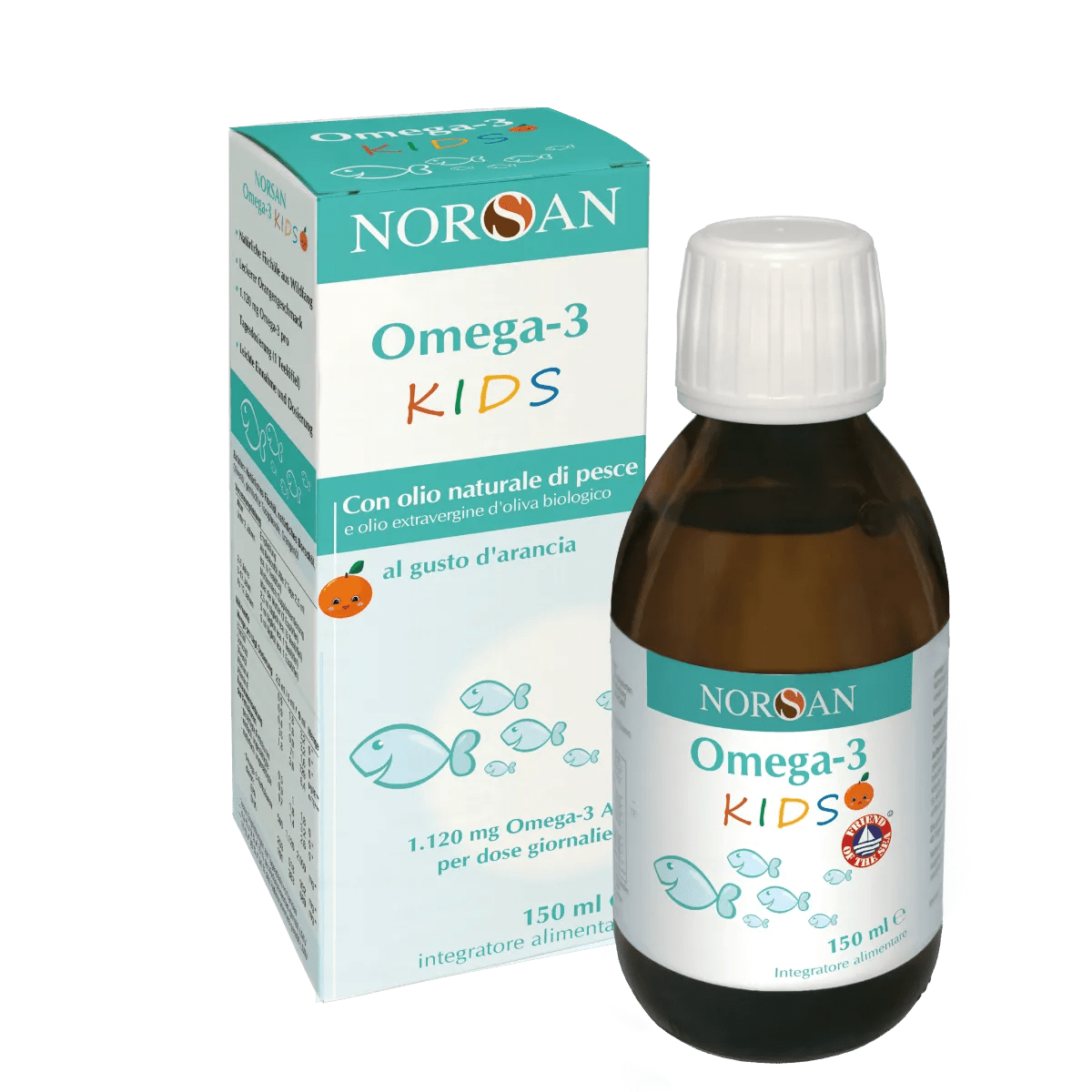 Norsan Omega-3 Kids Integratore Olio di Fegato di Merluzzo Per Bambini 150 ml