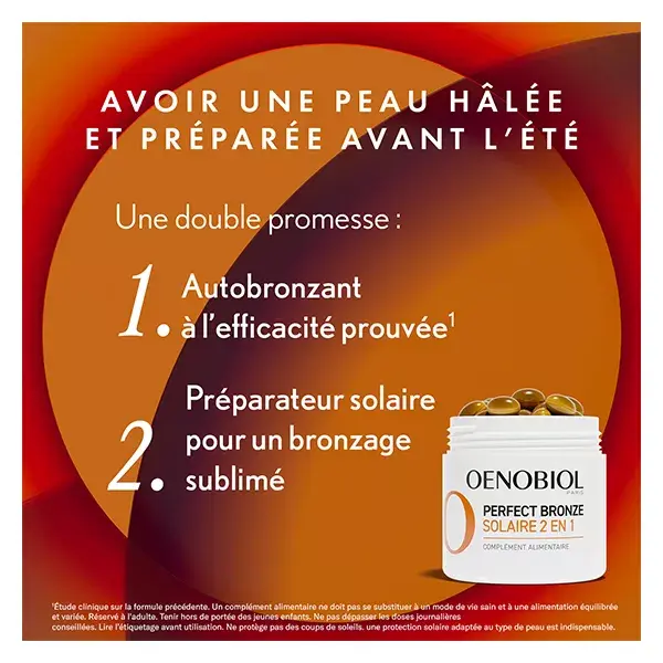 Oenobiol Perfect Bronze Solaire 2en1 Autobronzant & Préparateur solaire 60 cps