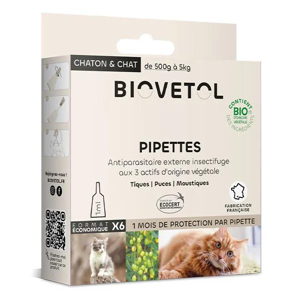 Vetobiol Pipettes Chaton/Chat Bio 1 ml 1 boîte x 6