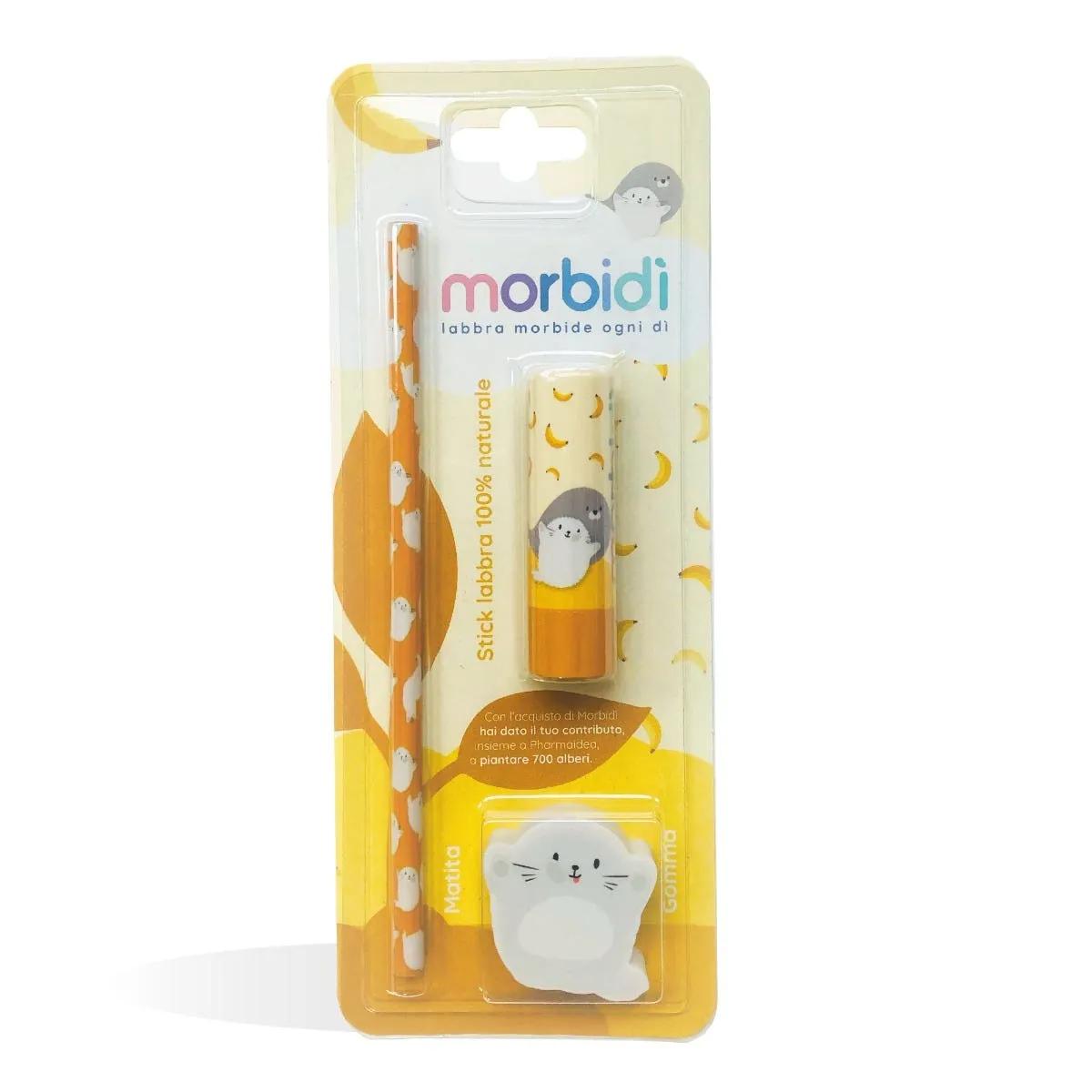 Morbidì Stick Labbra Idratante Protettivo Aroma Banana 100% Naturale + Kit Disegno