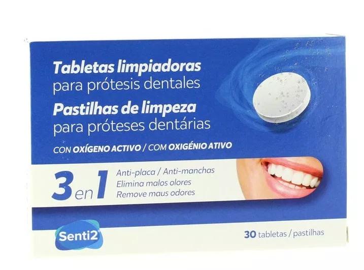 Senti-2 Comprimés de nettoyage pour prothèses dentaires 30 unités
