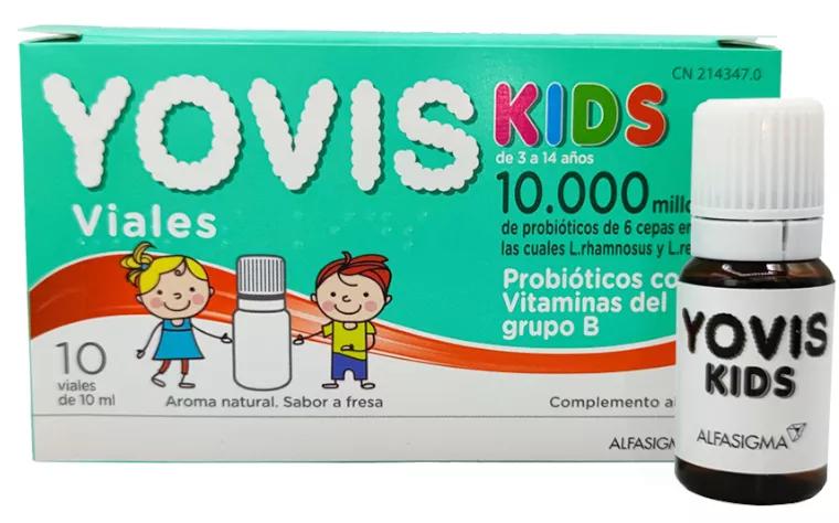 Yovis Kids Probiotiques + Vitamines B 3 à 14 ans 10 Ampoules