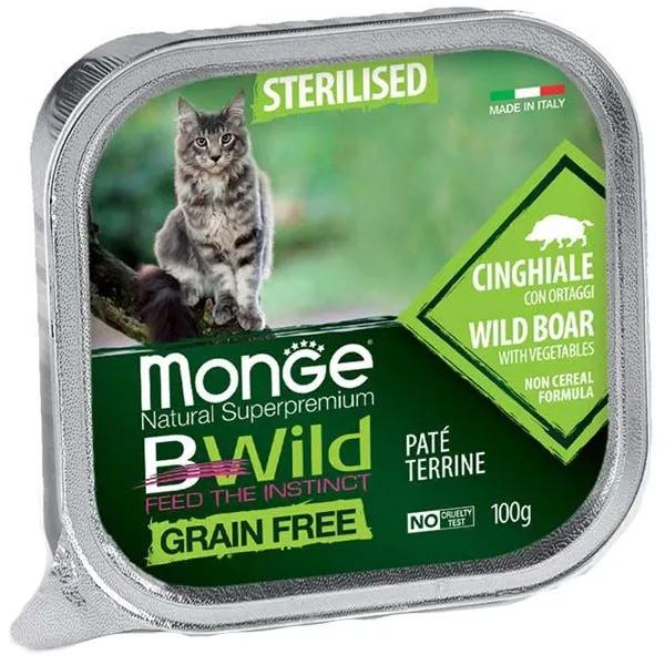 Monge B Wild Grain Free Cinghiale Con Ortaggi Cibo Umido Per Gatti Sterilizzati 100G