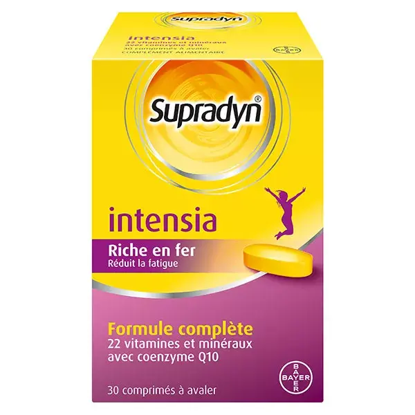 Supradyn Intensia Réduit la Fatigue Vitamines Minéraux et Fer 30 comprimés à avaler