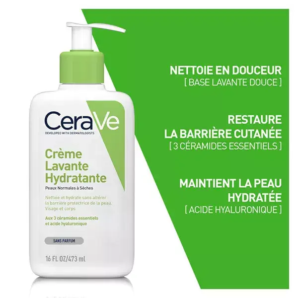 CeraVe Nettoyants Crème Lavante Hydratante Visage Corps 2x473ml 